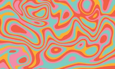 Psychedelic wavy groovy background in retro style Stock Illustration