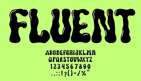 Psychedelic y2k font and liquid bubble groovy type Stock Illustration