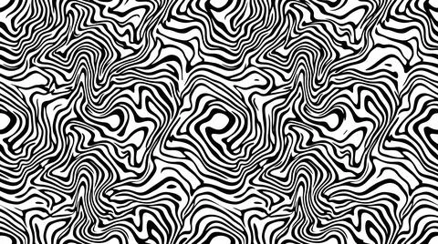 Psychedelic zebra stripe pattern with wavy monochrome ribbons. Stock Illustration