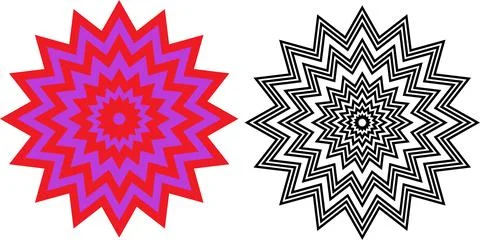 Psychedelic Zigzag Starburst  Hypnotic Radial Optical Illusion Burst Stock Illustration