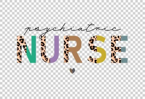 Psychiatric Nurse Cursive And Block Text display heart Illustration