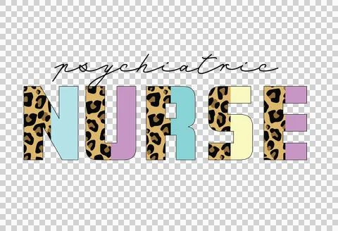 Psychiatric Nurse Text With Pattern typography letters black Stock Illustration