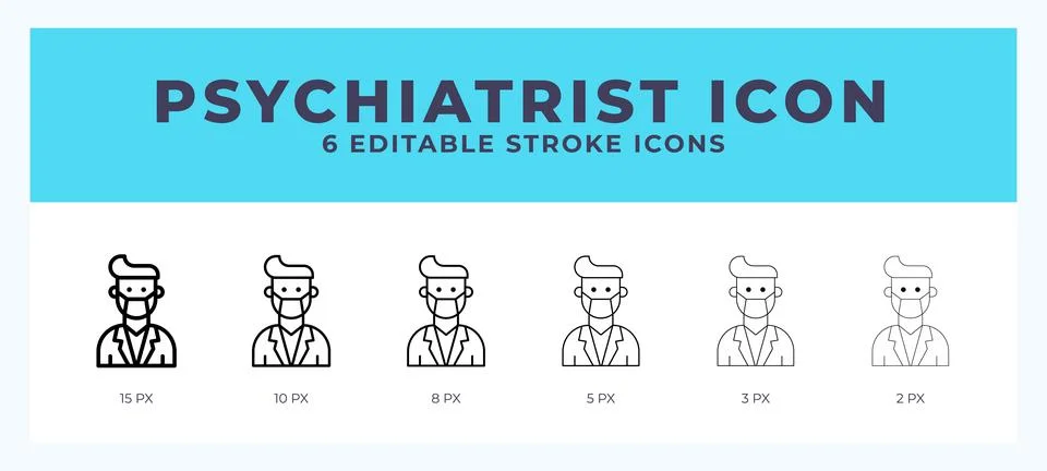 Psychiatrist icon illustration vector with editable stroke. Stock Illustration