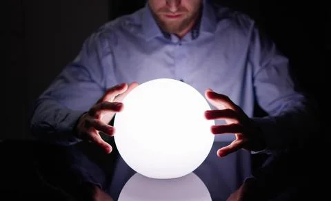 Psychic Predicting Future Using Crystal Ball 写真素材
