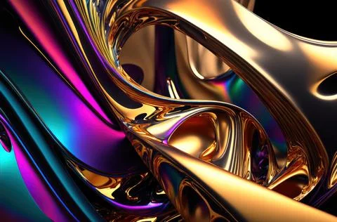 Psychic waves bold metallic color tone abstract background Stock Illustration
