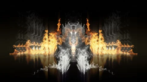 Psycho Fire psychedelic symbolic Flame sign Video Art AV VJ Loop Stock Footage 145006741
