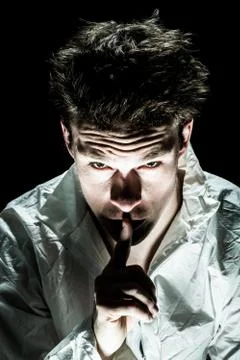 Psycho Man Asking for Silence Stock Photos