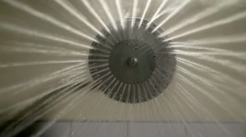 Psycho shower scene - Low angle shot of water running from the shower head Stock Footage