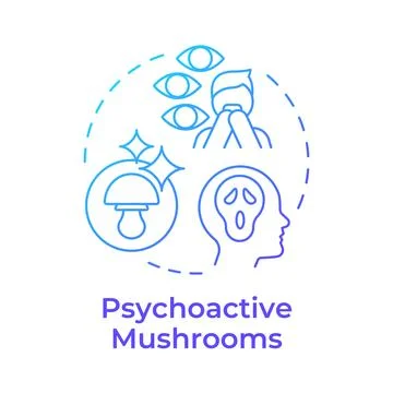 Psychoactive mushrooms blue gradient concept icon 스톡 일러스트