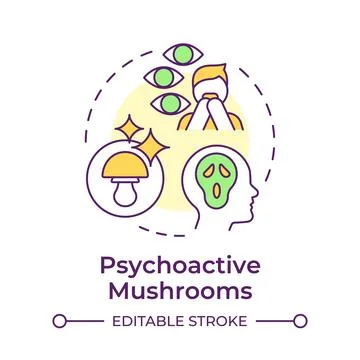 Psychoactive mushrooms multi color concept icon 스톡 일러스트