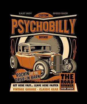 Psychobilly Custom Hotrod Stock Illustration