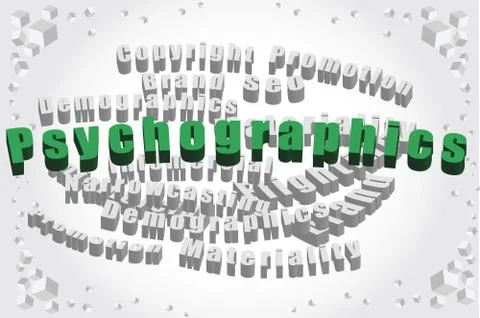 Psychographics word cloud Stock Illustration