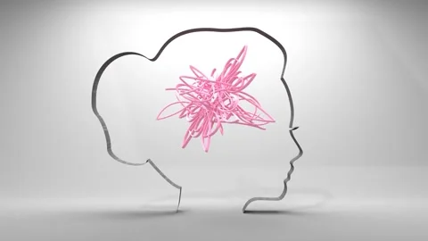 Psychological concept. Chaotic thought process. 3D rendering Stock Footage 311638062