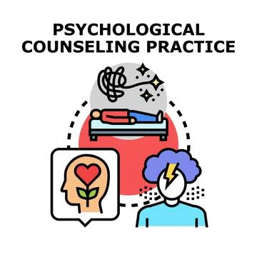 Psychological counseling practice resolving mental health problems Stock Illustration