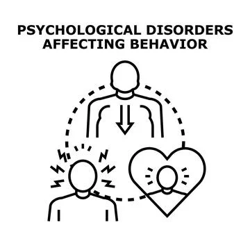 Psychological disorders affecting behavior and mental health Stock Illustration