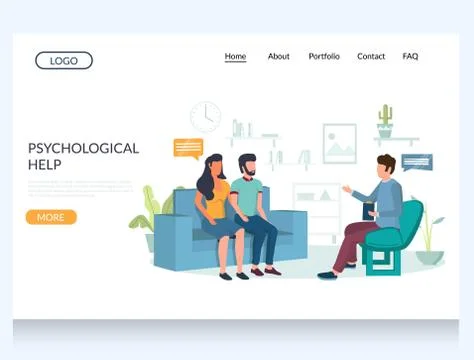 Psychological help vector website landing page design template Stock Illustration
