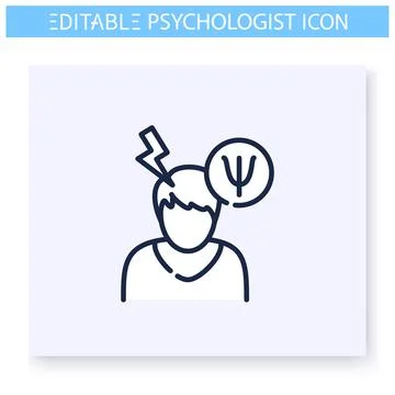 Psychological problem line icon. Editable Stockillustratie