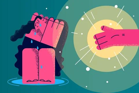 Psychological problems, anxiety disorder concept Stock Illustration