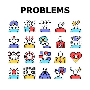 Psychological Problems Collection Icons Set Vector Stock-Illustration
