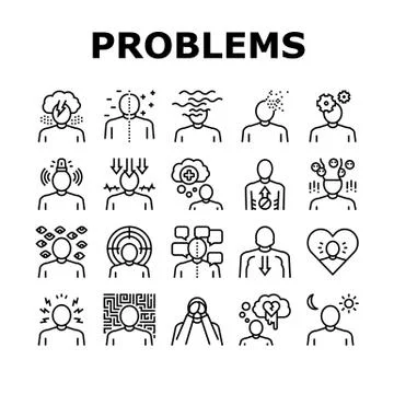 Psychological Problems Collection Icons Set Vector Illustrazione stock