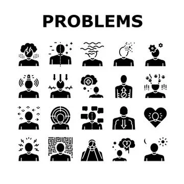 Psychological Problems Collection Icons Set Vector Illustrazione stock