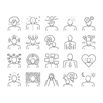 Psychological Problems Collection Icons Set Vector . Stock-Illustration
