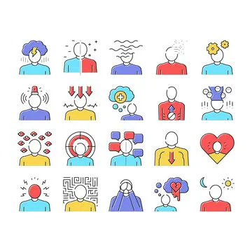 Psychological Problems Collection Icons Set Vector . Stock Illustration