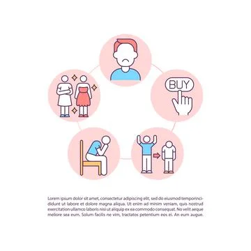 Psychological problems concept line icons with text Illustrazione stock