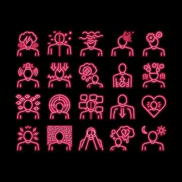 Psychological Problems neon glow icon illustration 库存插图
