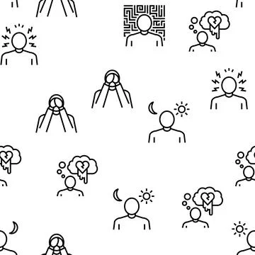 Psychological Problems Vector Seamless Pattern Stockillustratie