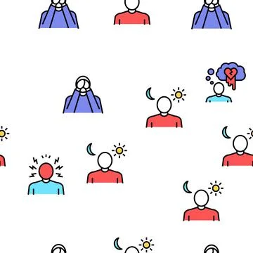 Psychological Problems Vector Seamless Pattern Stock Illustration