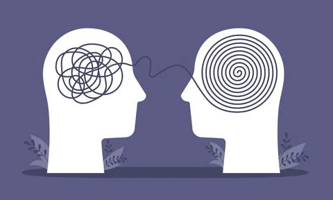 Psychologist consulting or mental problem solving brainstorm concept. Illustrazione stock