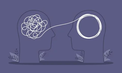 Psychologist consulting or mental problem solving brainstorm concept. 스톡 일러스트