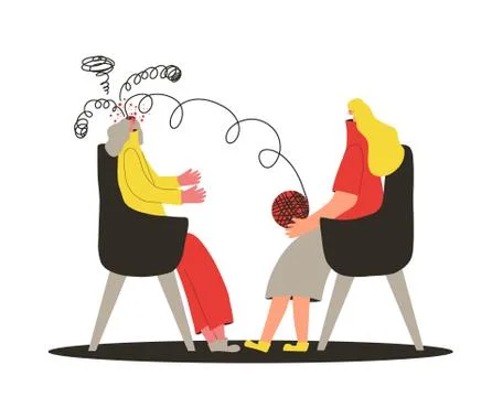 Psychologist having session with her patient. Female  character talking woman Stock Illustration