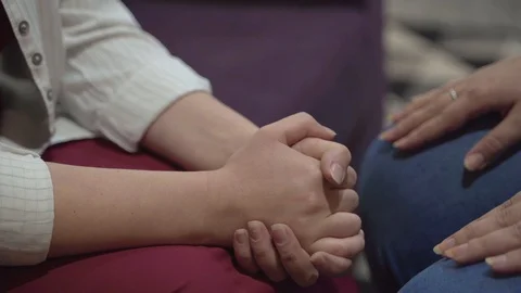 Psychologist session, close up on hands of doctor and patient, mental health Stock Footage 115576216
