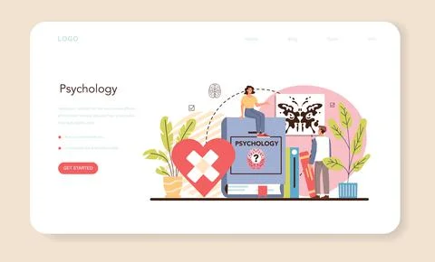 Psychologist web banner or landing page. Mental health diagnostic. Stock Illustration