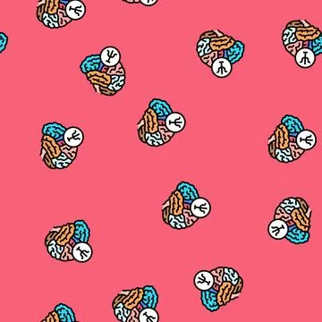 Psychology brain vector seamless pattern Stock Illustration