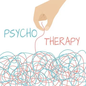 Psychology, human brain, psychoanalysis and psychotherapy, relationship and Illustrazione stock