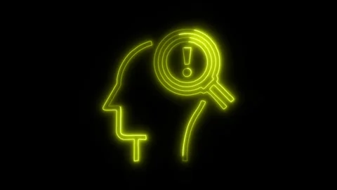 Psychology Problem Outline Icon in HD Video Neon Animation Vídeos de archivo 304553685