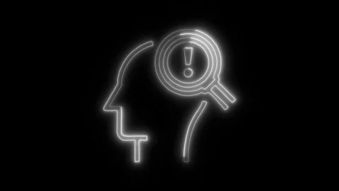 Psychology Problem Outline Icon in HD Video Neon Animation Vídeo Stock 304553692