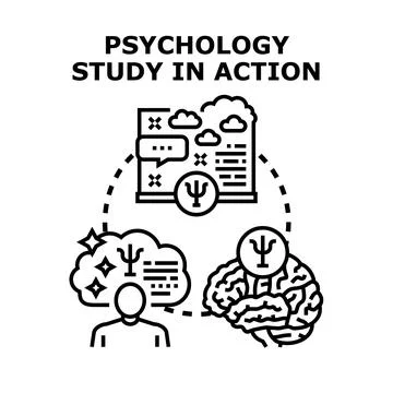 Psychology study in action analyzing human brain behavior Stock Illustration