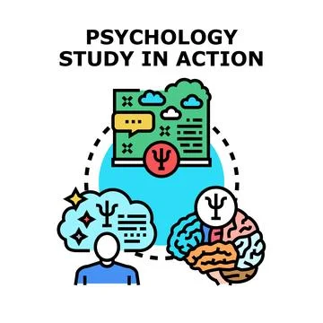 Psychology study in action analyzing human brain behavior Stock Illustration