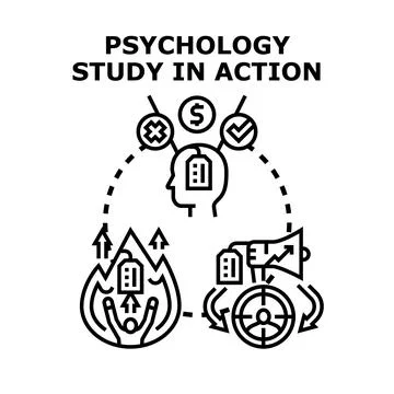 Psychology study explaining human behavior and decision making Stock Illustration