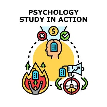 Psychology study explaining human behavior and decision making Stock Illustration