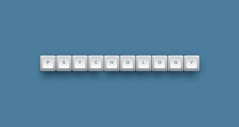 Psychology text on a 3d keyboard button with shadow concept series 스톡 일러스트