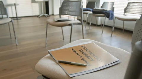 Psychology Therapy Brochure Lying in Empty Counseling Office Stock Footage 337231567