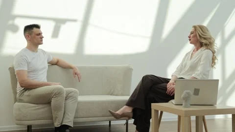 Psychotherapist works with a client using the counseling method. Problems of the Stock Footage 323904812