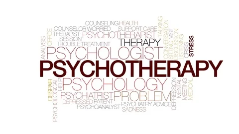 Psychotherapy animated word cloud, text design animation. Kinetic typography. Stock Footage 72033614
