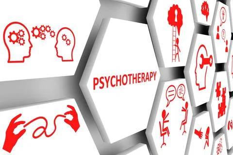 PSYCHOTHERAPY concept cell background 3d illustration Stock Illustration