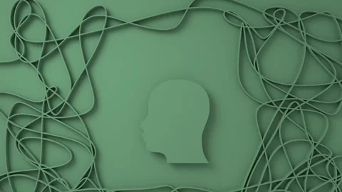 Psychotherapy concept. Metaphor of problem solving, chaos and mess, difficult Stock Footage 316198783